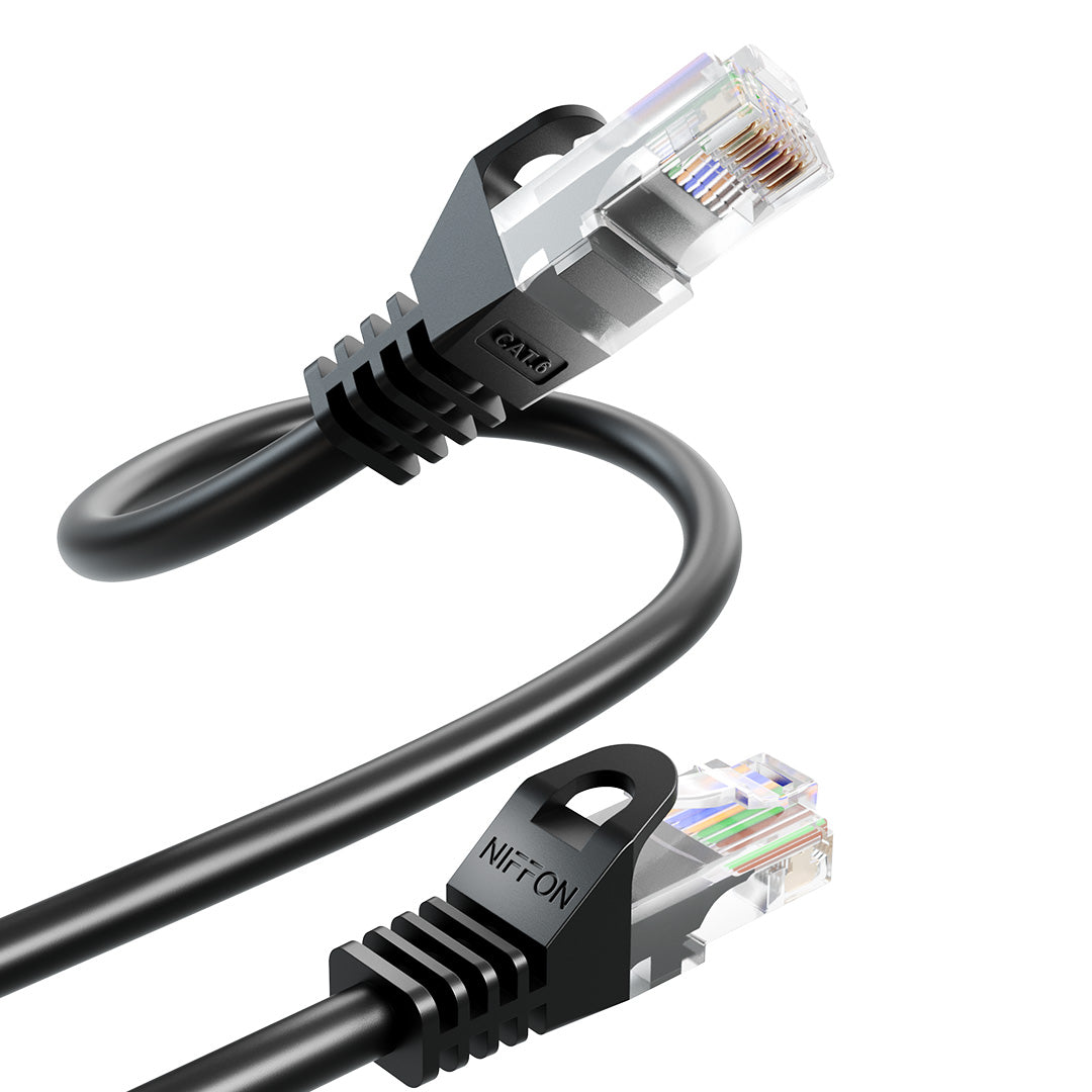 CAT6 Patch Cable, UTP, 24AWG, 550MHz, Pure Bare Copper, Snagless RJ45, Bend Series Ethernet Black