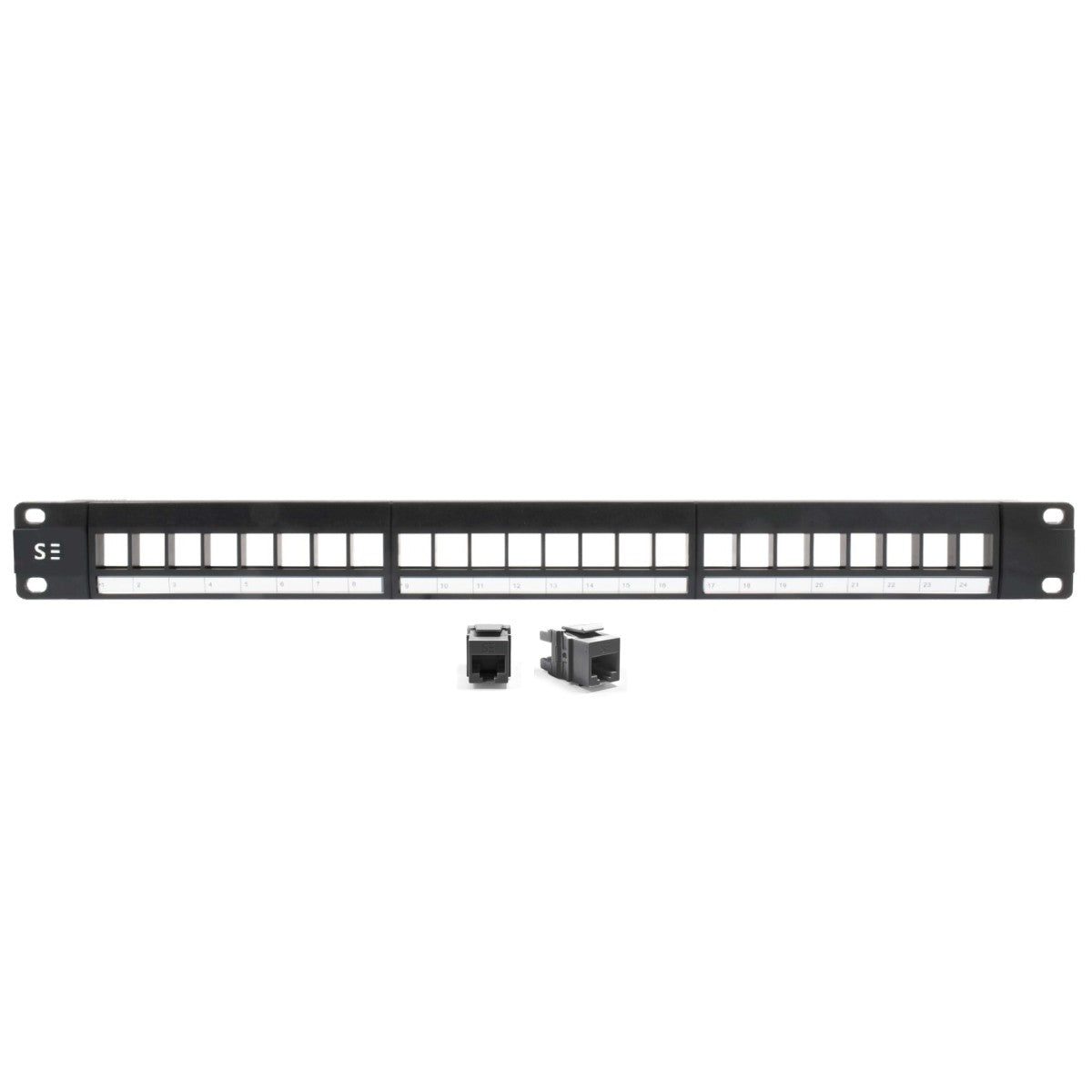 NIFFON 24 Port 1RU Patch Panel, CAT6 UTP RJ45 Modular Keystone Jack KIT
