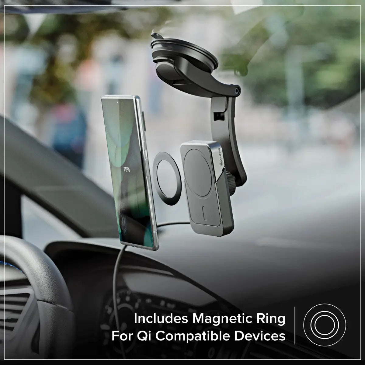 Matrix+ Universal Wireless Car Charger with Wireless Power Bank, Air Vent and Dashboard Mount