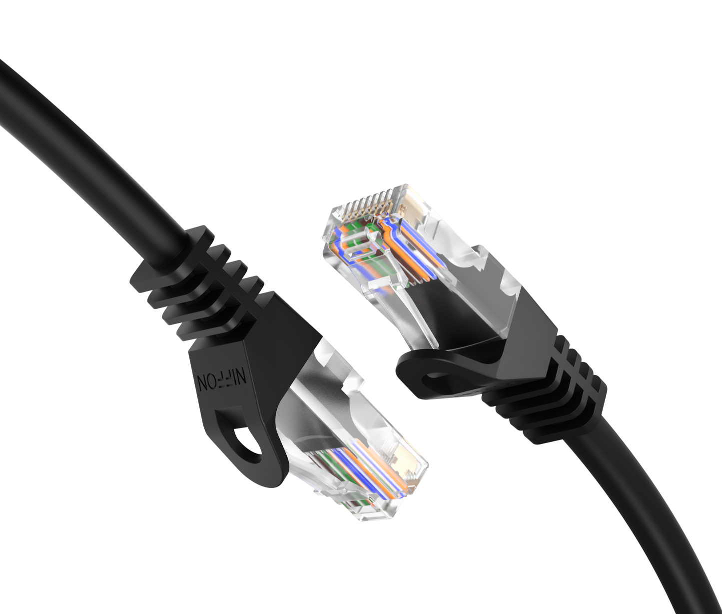 CAT6a Patch Cable, U/UTP, 24AWG, 550MHz, Pure Bare Copper, Snagless RJ45, Bend Series Ethernet Black