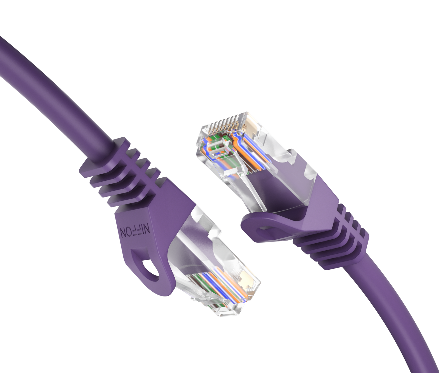 CAT6a Patch Cable, U/UTP, 24AWG, 550MHz, Pure Bare Copper, Snagless RJ45, Bend Series Ethernet Purple