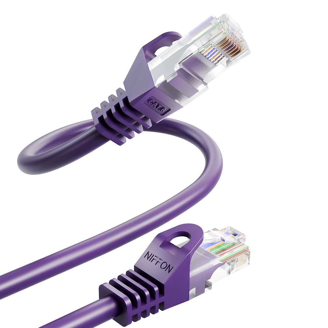 CAT6 Patch Cable, UTP, 24AWG, 550MHz, Pure Bare Copper, Snagless RJ45, Bend Series Ethernet Purple