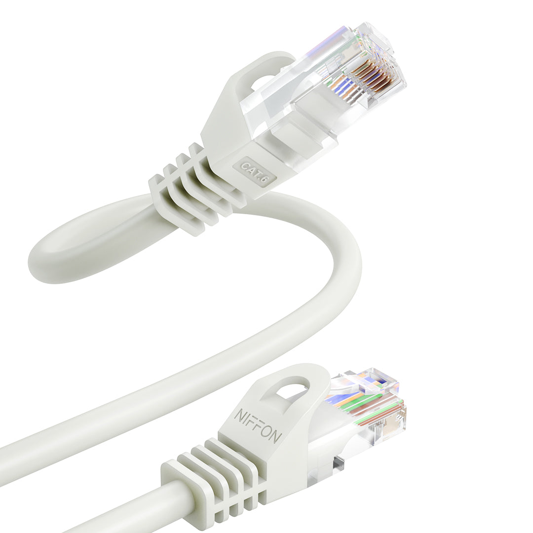 CAT6 Patch Cable, UTP, 24AWG, 550MHz, Pure Bare Copper, Snagless RJ45, Bend Series Ethernet White