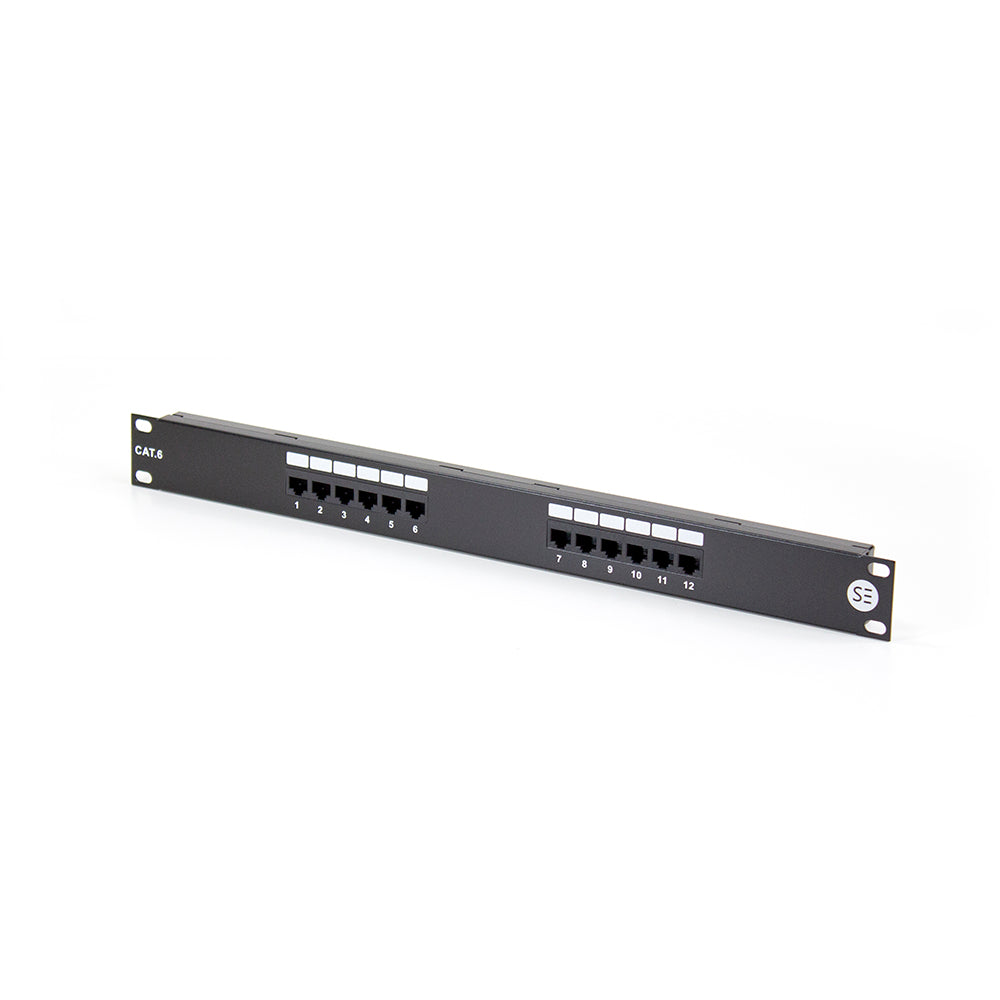 NIFFON 12 Port CAT6 Patch Panel - 1RU, UTP - Includes Cable management bar