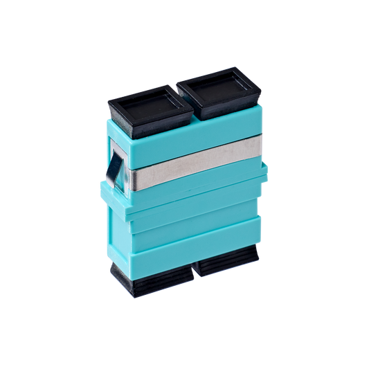 SC OM3 / OM4 Multimode Through Coupler Flangeless Duplex | Aqua