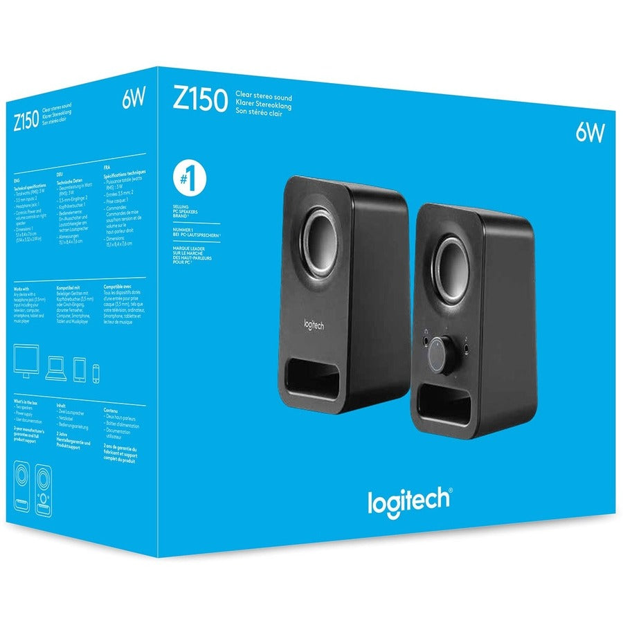 LOGI Z150 MULTIMEDIA SPKR-BLACK MIDNIGHT BLACK - 6 WATTS POWER