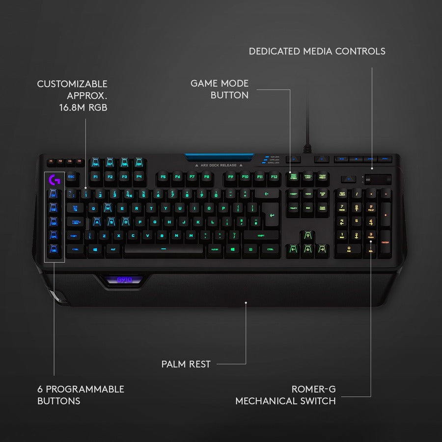LOGITECH G910 ORION RGB WIRED MECHANICAL KEYBOARD BLACK