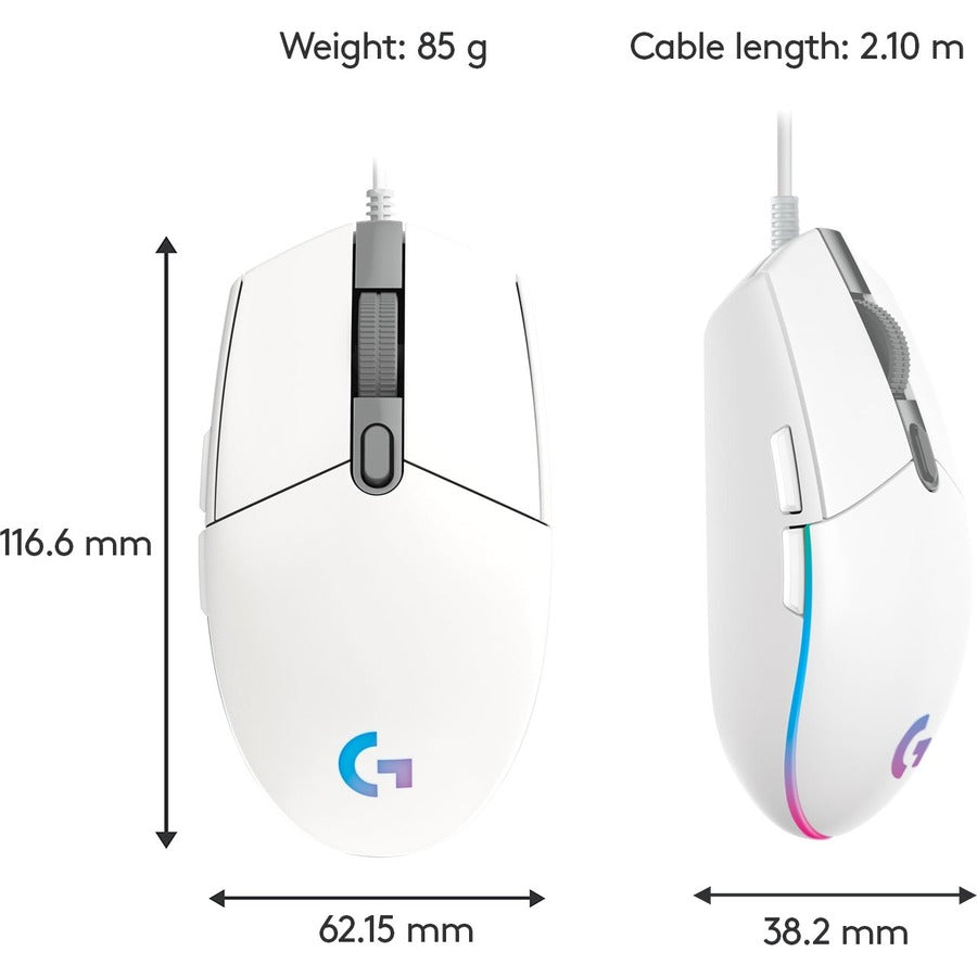 G203 LIGHTSYNC GAME MOUSE WHITE NEW LOGI G WIRED GAMING MOUSE