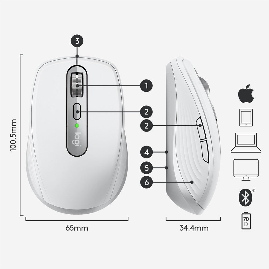 MX ANYWHERE 3 WL MOUSE FOR MAC PALE GREY