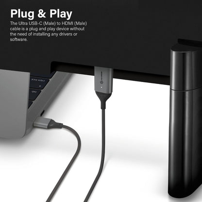 1M ULTRA USB-C MALE TO HDMI MALE CABLE 4K 60HZ WITH LED WHITE