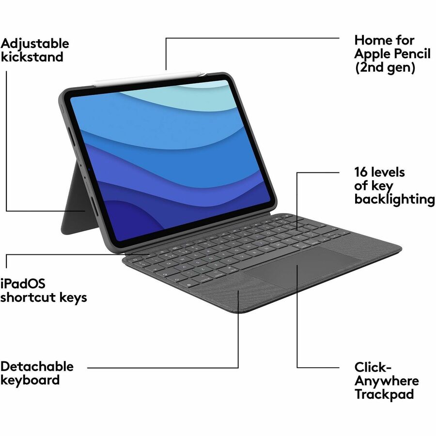 COMBO TOUCH IPAD PRO 11 123G KEYB CASE BACKLIT TRACKPAD OXF GRAY