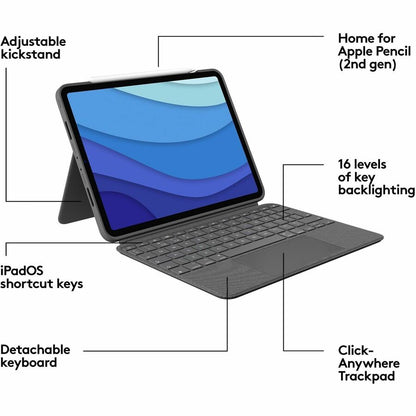 COMBO TOUCH IPAD PRO 11 123G KEYB CASE BACKLIT TRACKPAD OXF GRAY