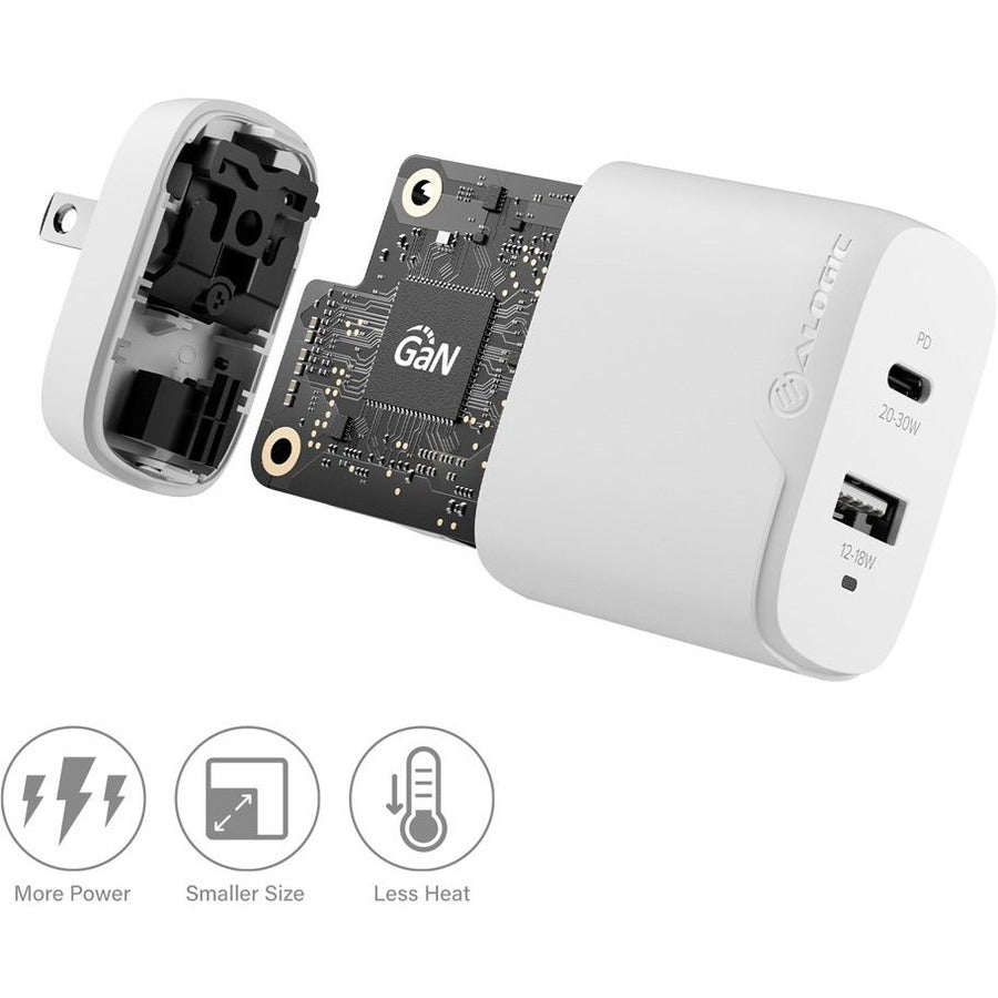 ALOGIC 2X32 RAPID POWER 2 PORT 32W USB-C GAN CHARGER