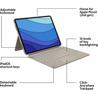 COMBO TOUCH FOR IPAD PRO 12.9IN KEYBOARD FOR IPAD 5TH GEN - SAND