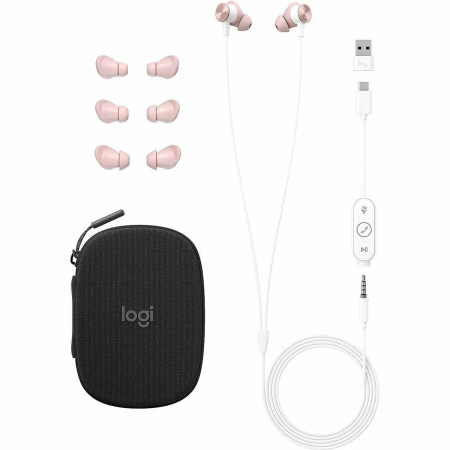 LOGI ZONE WIRED EARBUDS ROSE