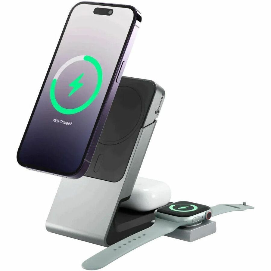 MATRIX 3-IN-1 UNIV CHARGER- BLK FOR PHONE EARBUDS AND APPLE WATCH