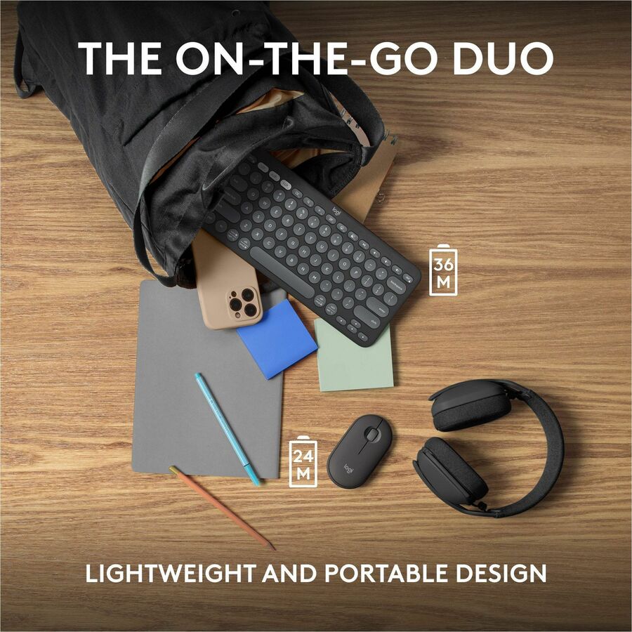 PEBBLE 2 COMBO MOUSE  KEYBOARD TONAL GRAPHITE