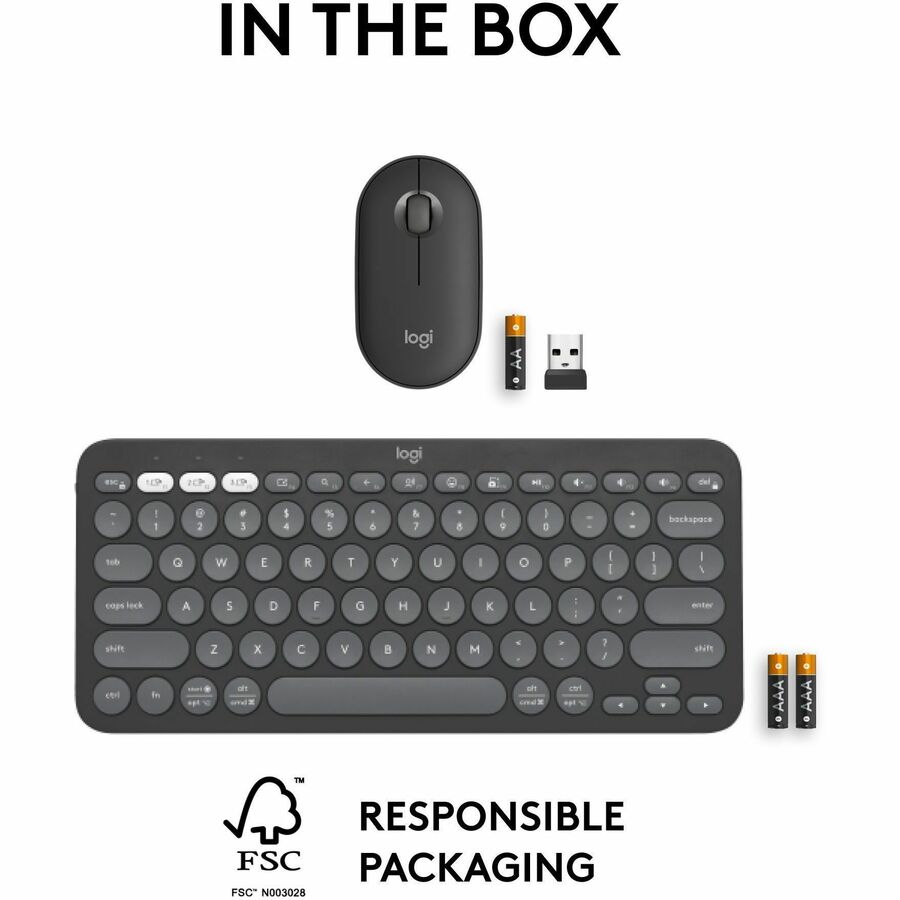 PEBBLE 2 COMBO MOUSE  KEYBOARD TONAL GRAPHITE
