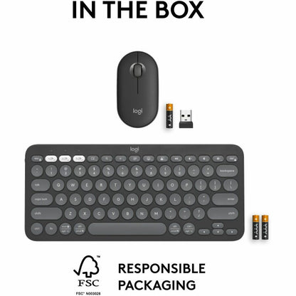 PEBBLE 2 COMBO MOUSE  KEYBOARD TONAL GRAPHITE