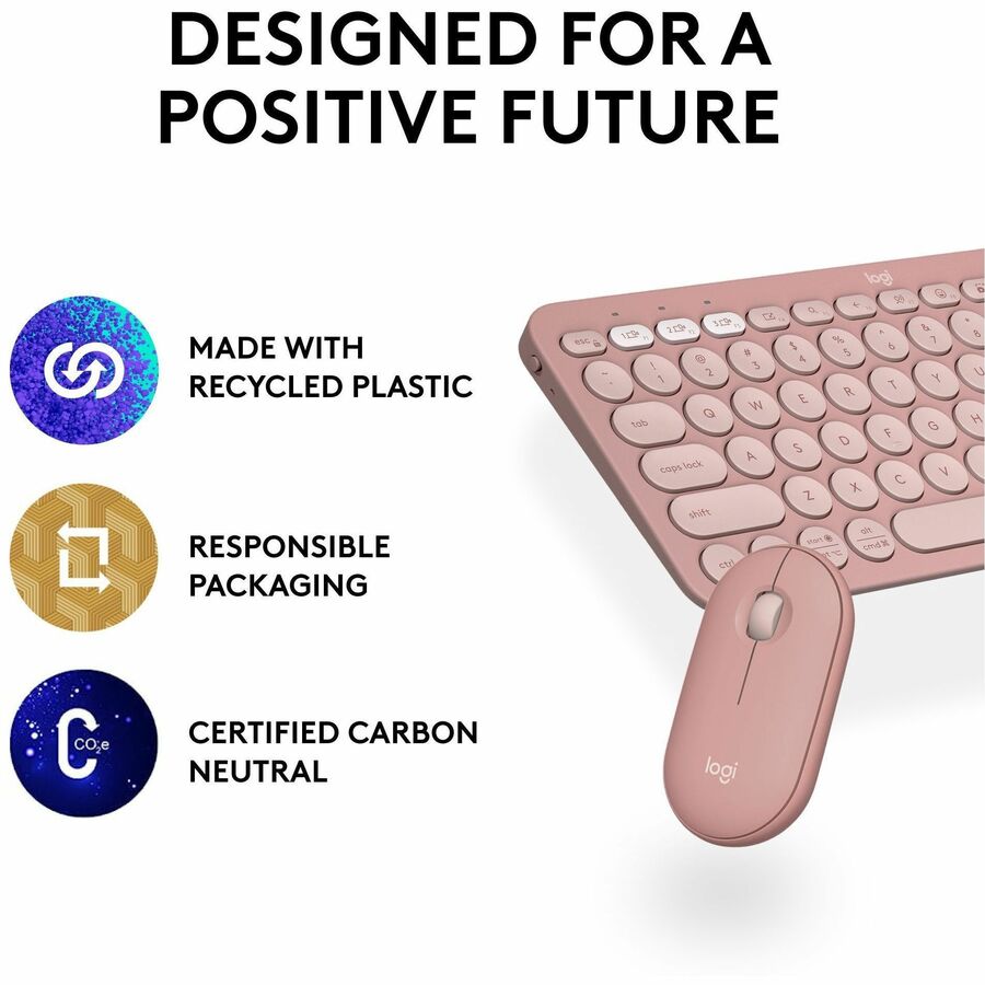 PEBBLE 2 COMBO MOUSE  KEYBOARD TONAL ROSE