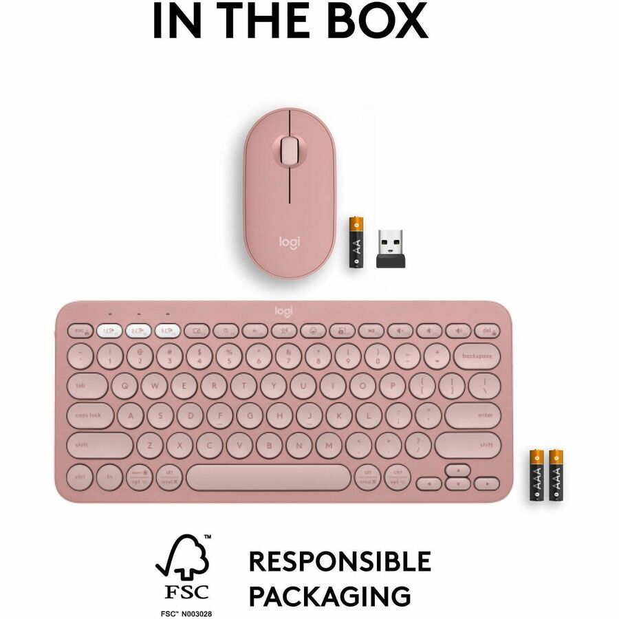 PEBBLE 2 COMBO MOUSE  KEYBOARD TONAL ROSE