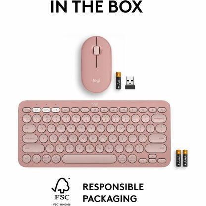 PEBBLE 2 COMBO MOUSE  KEYBOARD TONAL ROSE