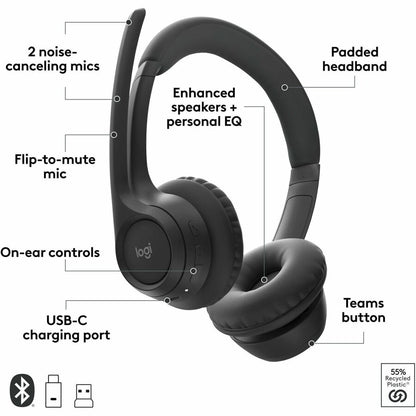 ZONE 305 WRLS HEADSET TEAMS BLACK B2B WITH DONGLE