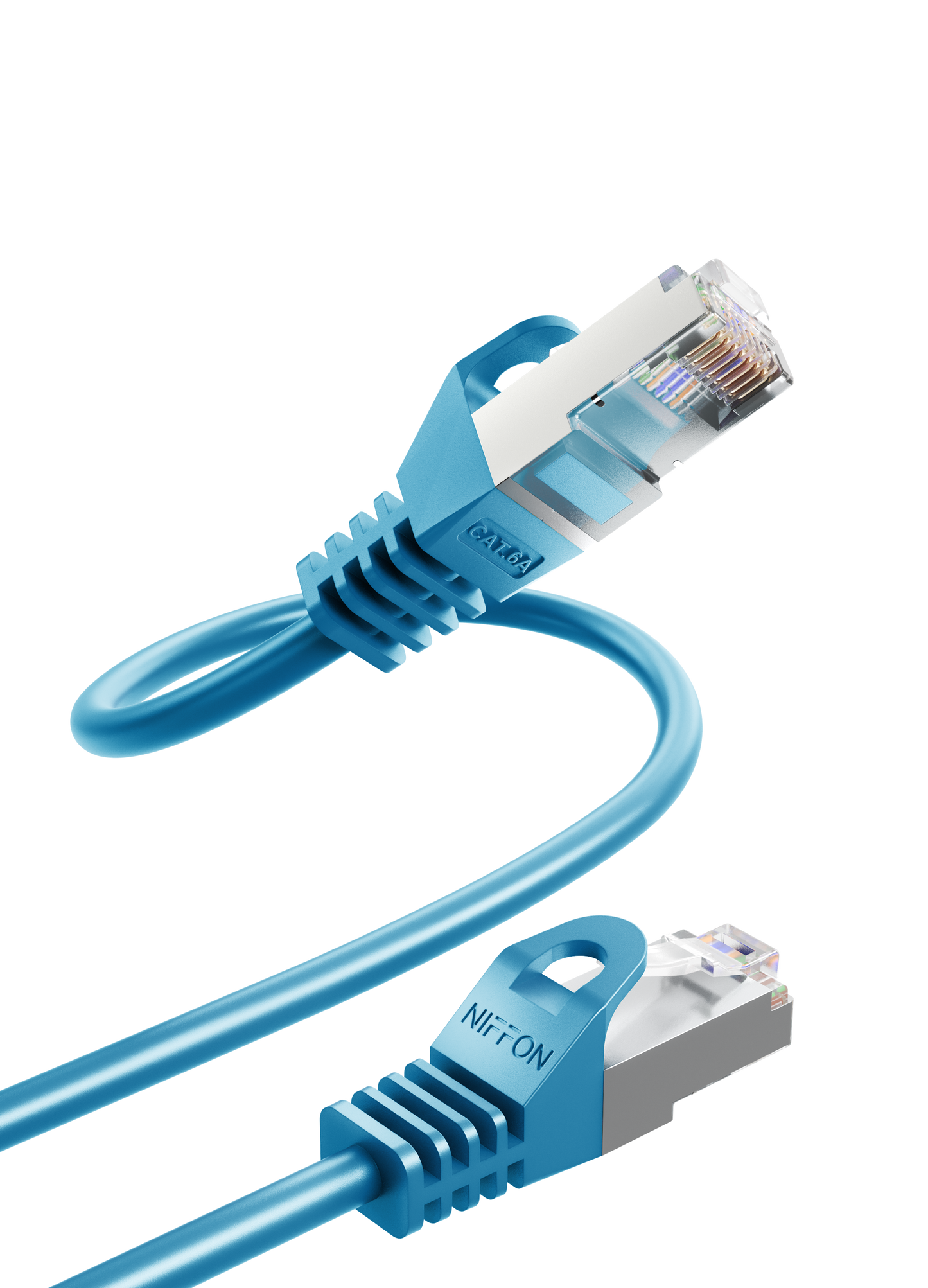 Cat6a Patch Cable, S/FTP, 26AWG, 10G, Pure Bare Copper, Snagless RJ45, Bend Series Ethernet Cable Blue