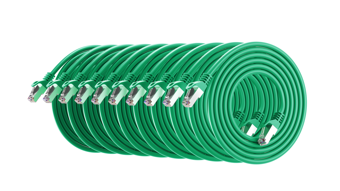 Cat6a Patch Cable, S/FTP, 26AWG, 10G, Pure Bare Copper, Snagless RJ45, Bend Series Ethernet Cable Green Green