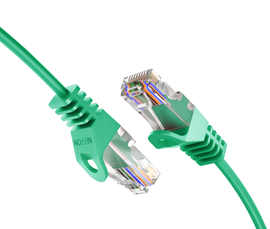 CAT6 Ultra Slim Patch Cable, UTP, 28AWG, 550MHz, Pure Bare Copper, Snagless RJ45, Flex Series Green