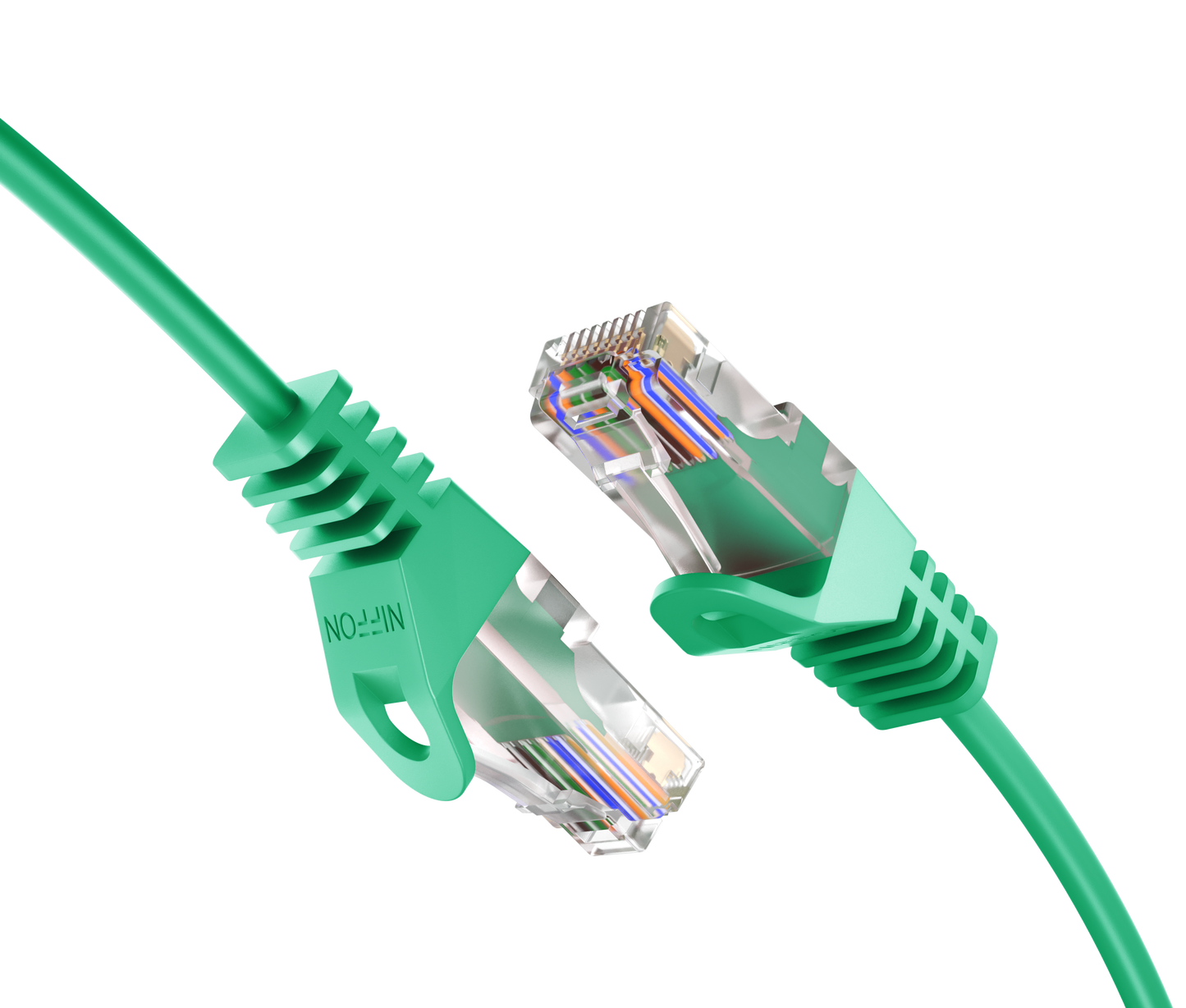 Cat6a Slim Patch Cable, 30AWG, 10G, Pure Bare Copper, Snagless RJ45, Flex Series Ethernet Cable Green