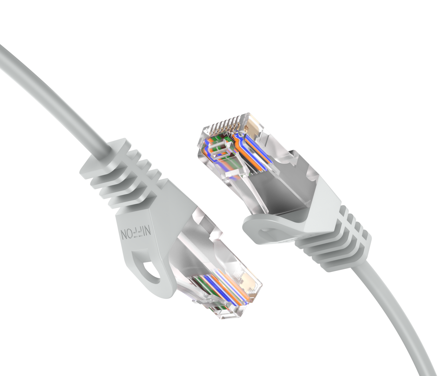 CAT6 Ultra Slim Patch Cable, UTP, 28AWG, 550MHz, Pure Bare Copper, Snagless RJ45, Flex Series Grey