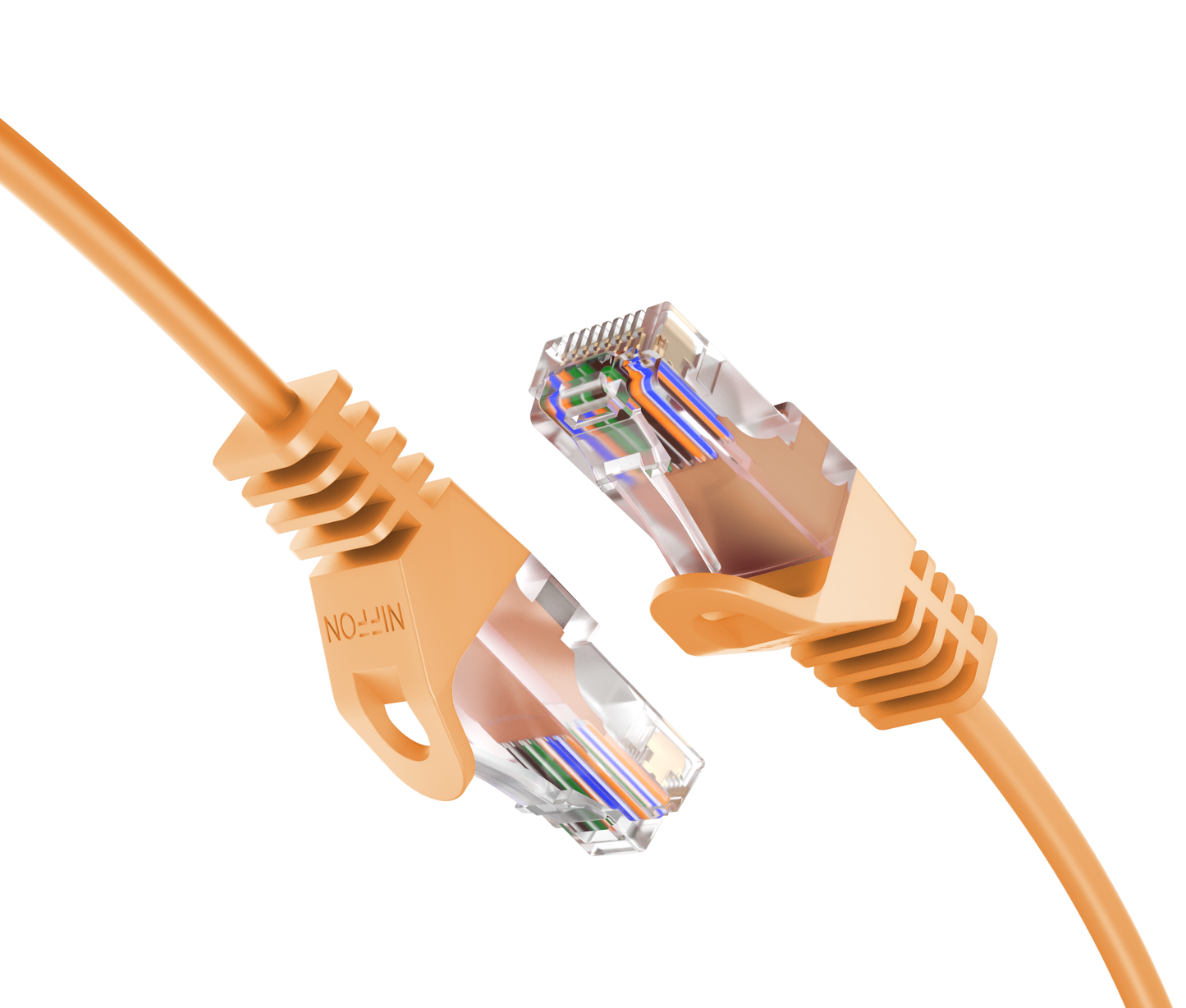 CAT6 Ultra Slim Patch Cable, UTP, 28AWG, 550MHz, Pure Bare Copper, Snagless RJ45, Flex Series Orange
