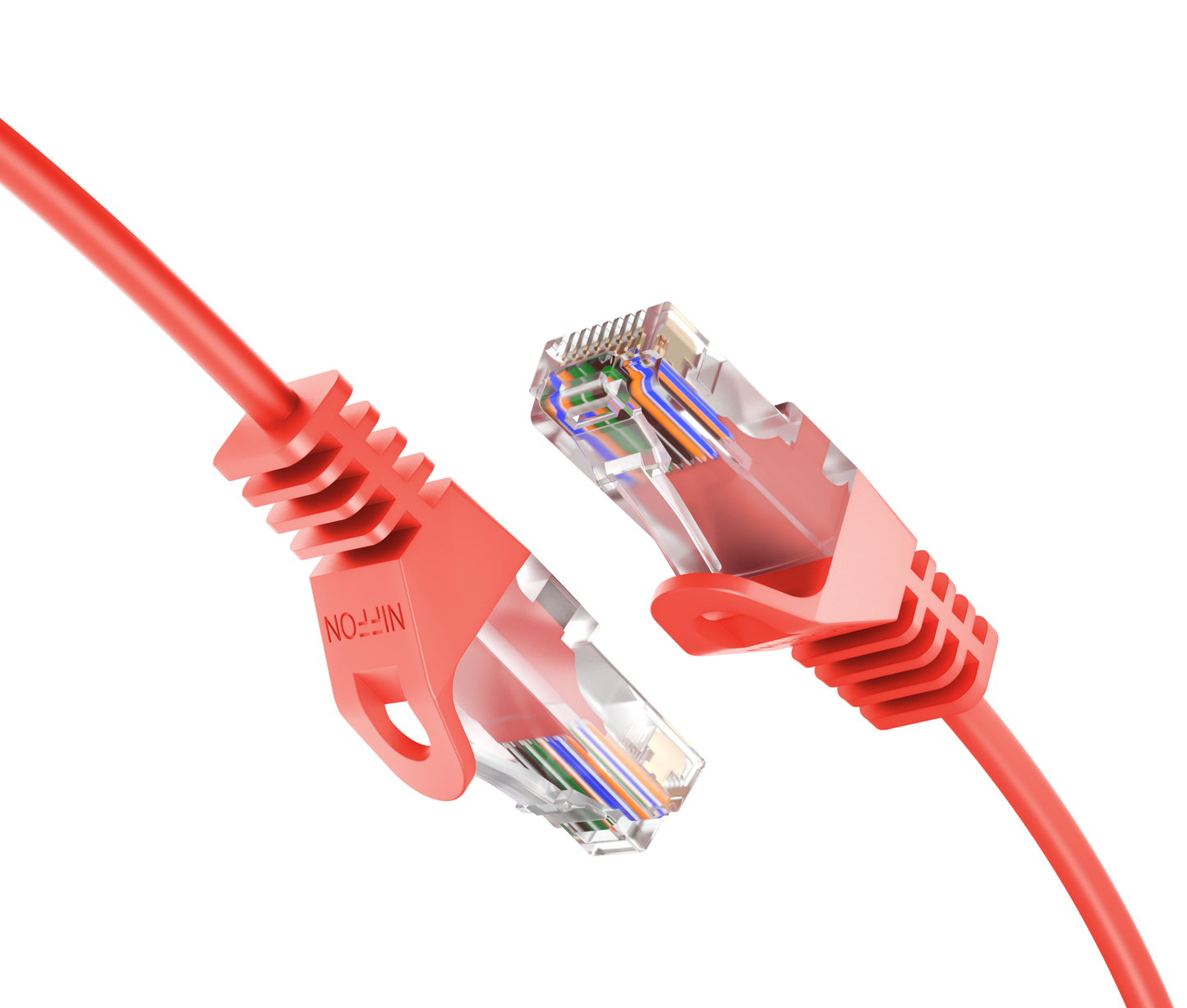Cat6a Slim Patch Cable, 30AWG, 10G, Pure Bare Copper, Snagless RJ45, Flex Series Ethernet Cable Red