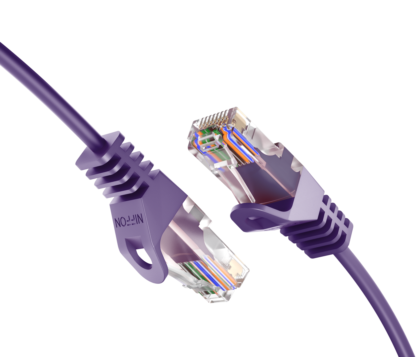 Cat6a Slim Patch Cable, 30AWG, 10G, Pure Bare Copper, Snagless RJ45, Flex Series Ethernet Cable Purple