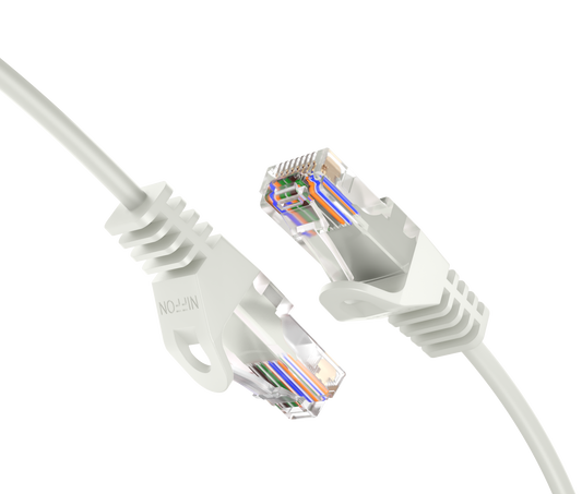 CAT6 Ultra Slim Patch Cable, UTP, 28AWG, 550MHz, Pure Bare Copper, Snagless RJ45, Flex Series White
