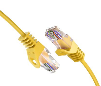 Cat6a Slim Patch Cable, 30AWG, 10G, Pure Bare Copper, Snagless RJ45, Flex Series Ethernet Cable Yellow