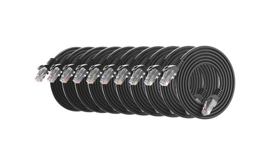Cat6a Slim Patch Cable, 30AWG, 10G, Pure Bare Copper, Snagless RJ45, Flex Series Ethernet Cable Black Pack of 10