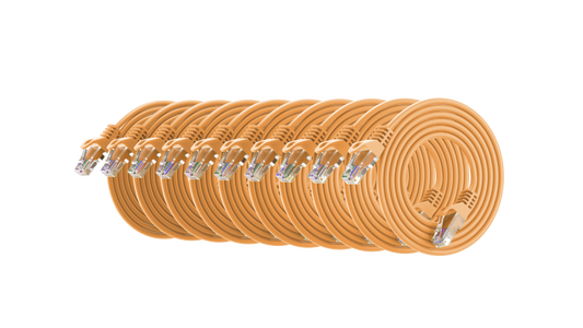 Cat6a Slim Patch Cable, 30AWG, 10G, Pure Bare Copper, Snagless RJ45, Flex Series Ethernet Cable Orange Pack of 10
