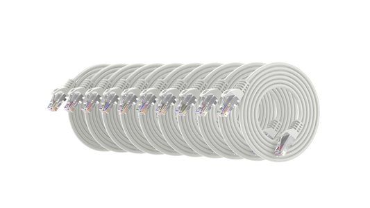 Cat6a Slim Patch Cable, 30AWG, 10G, Pure Bare Copper, Snagless RJ45, Flex Series Ethernet Cable White Pack of 10