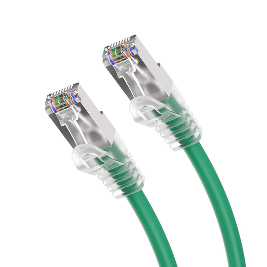 Cat6a Patch Cable, Double Shielded (S/FTP), 26AWG, 10G, Pure Bare Copper, Snagless RJ45, Bend Series Ethernet Cable Green