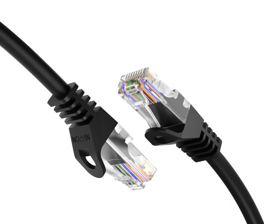 CAT6a Patch Cable, U/UTP, 24AWG, 550MHz, Pure Bare Copper, Snagless RJ45, Bend Series Ethernet Black