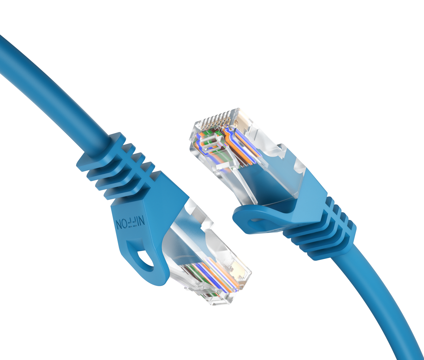 CAT6a Patch Cable, U/UTP, 24AWG, 550MHz, Pure Bare Copper, Snagless RJ45, Bend Series Ethernet Blue