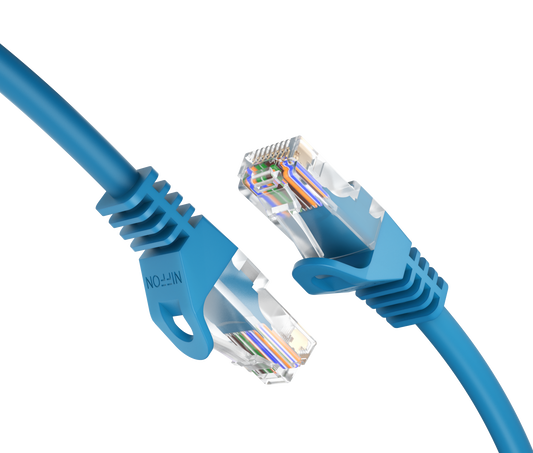 CAT6a Patch Cable, U/UTP, 24AWG, 550MHz, Pure Bare Copper, Snagless RJ45, Bend Series Ethernet Blue