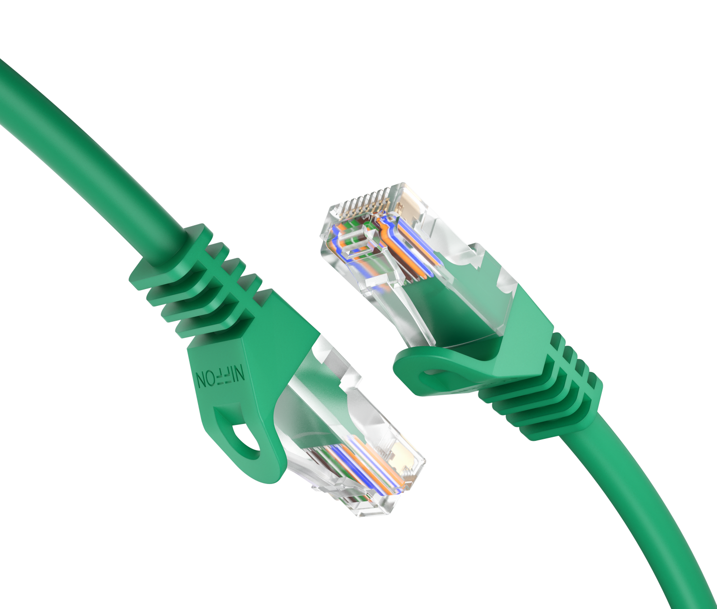 CAT6a Patch Cable, U/UTP, 24AWG, 550MHz, Pure Bare Copper, Snagless RJ45, Bend Series Ethernet Green
