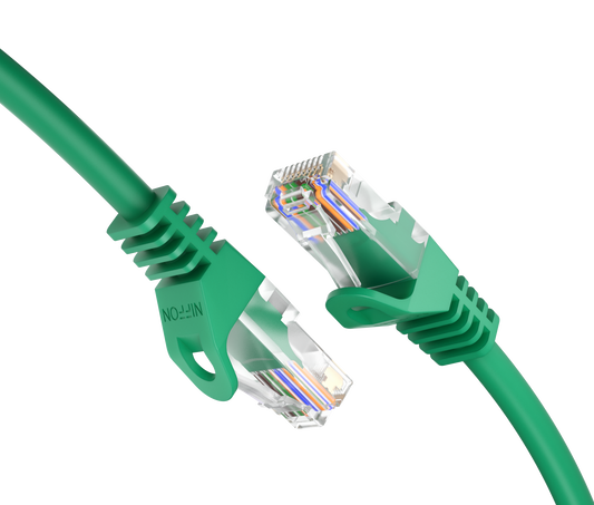CAT6a Patch Cable, U/UTP, 24AWG, 550MHz, Pure Bare Copper, Snagless RJ45, Bend Series Ethernet Green