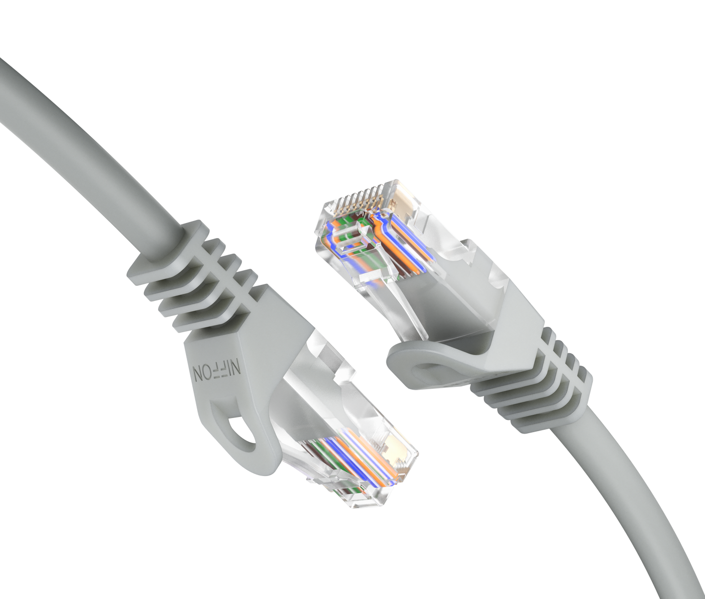CAT6a Patch Cable, U/UTP, 24AWG, 550MHz, Pure Bare Copper, Snagless RJ45, Bend Series Ethernet Grey