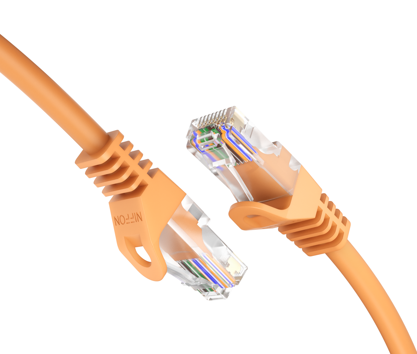 CAT6a Patch Cable, U/UTP, 24AWG, 550MHz, Pure Bare Copper, Snagless RJ45, Bend Series Ethernet Orange