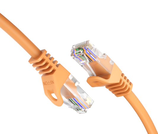 CAT6a Patch Cable, U/UTP, 24AWG, 550MHz, Pure Bare Copper, Snagless RJ45, Bend Series Ethernet Orange
