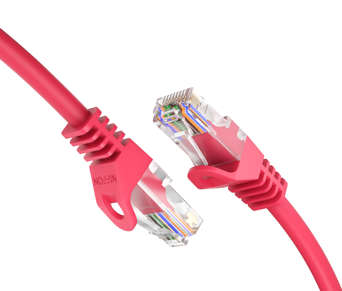 CAT6a Patch Cable, U/UTP, 24AWG, 550MHz, Pure Bare Copper, Snagless RJ45, Bend Series Ethernet Pink